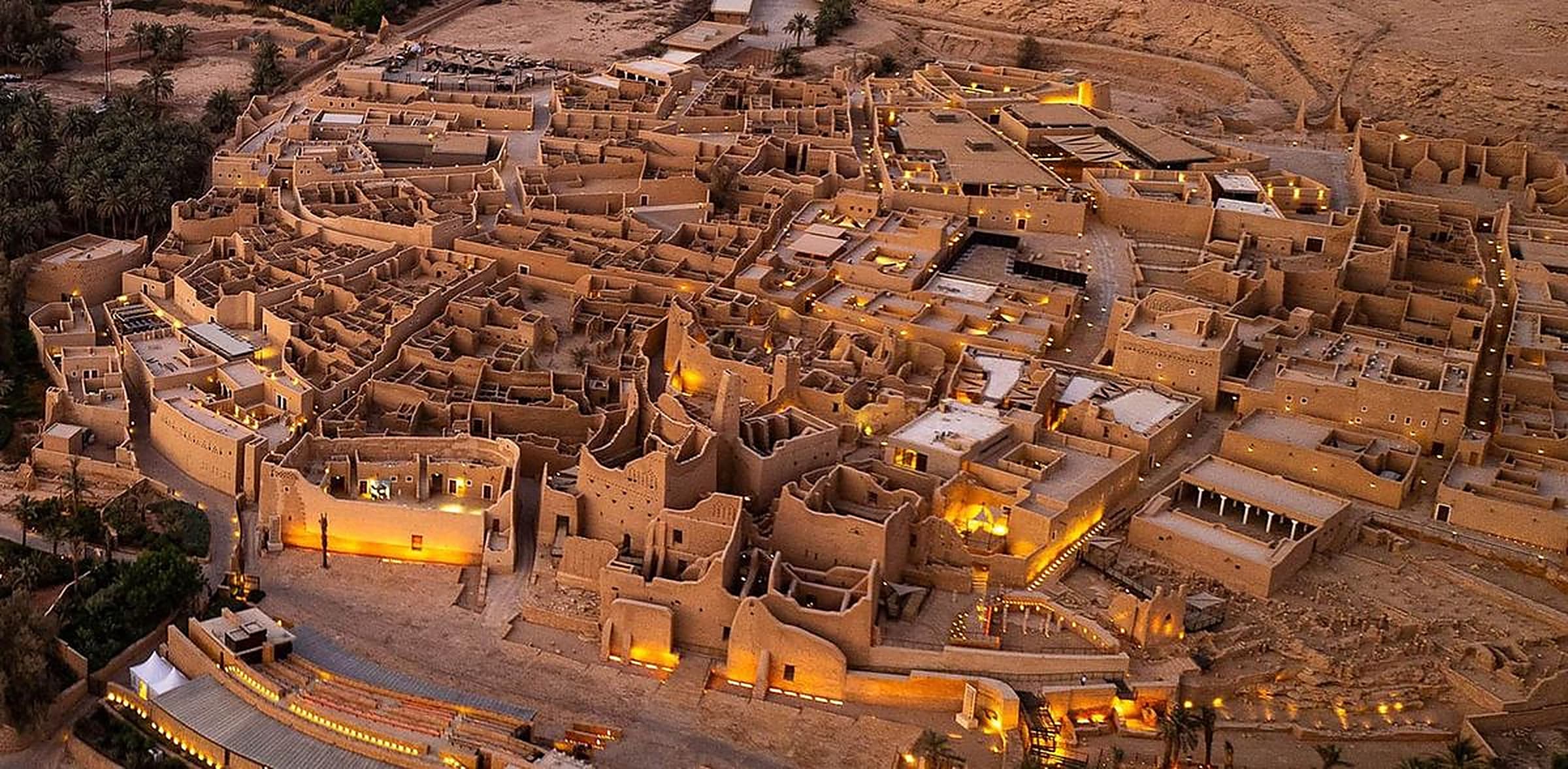 At-Turaif in Diriyah, lit at dusk