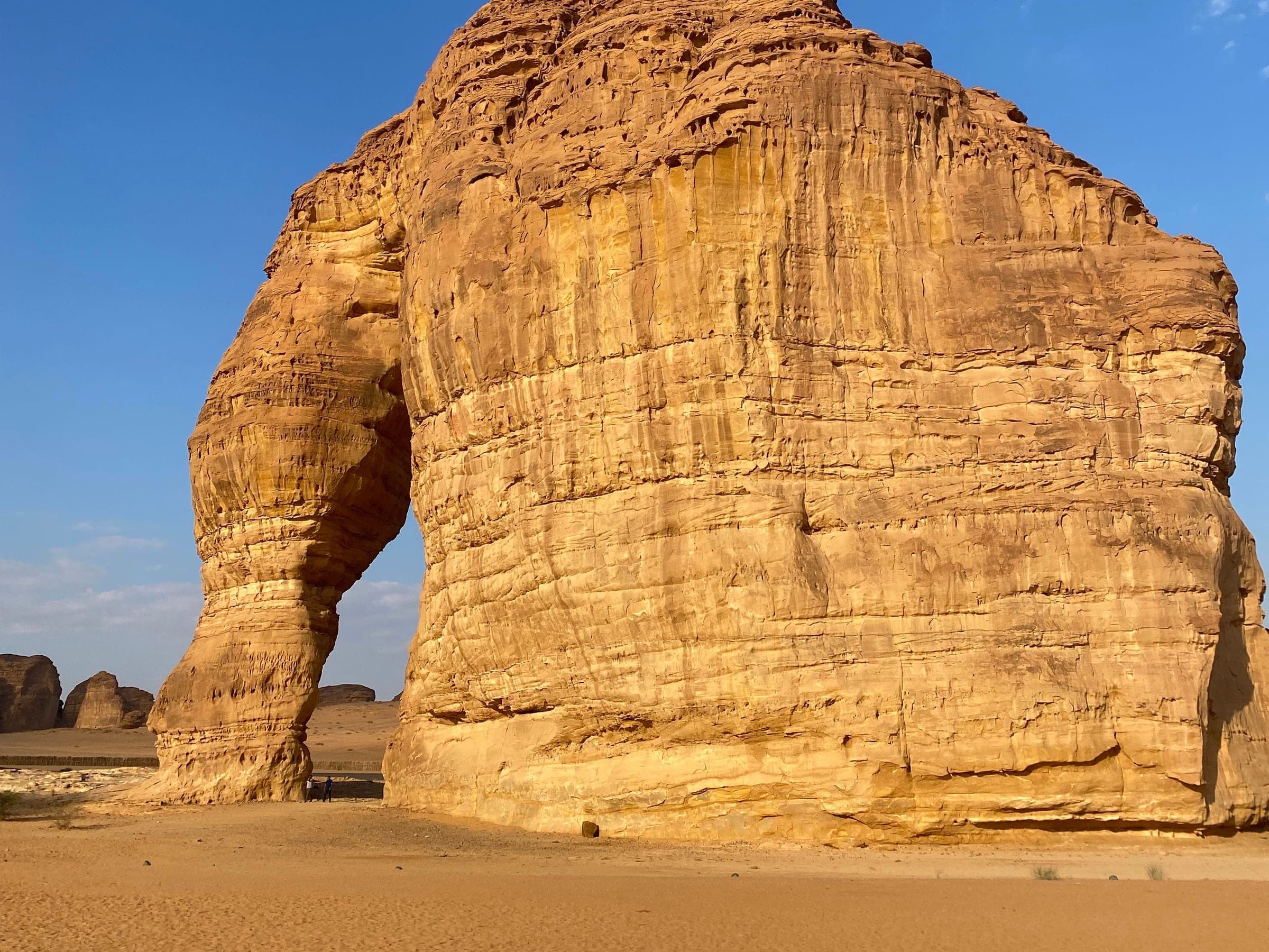 Elephant Rock, Jabal AlFil, the sandstone arch outside AlUla in late afternoon light