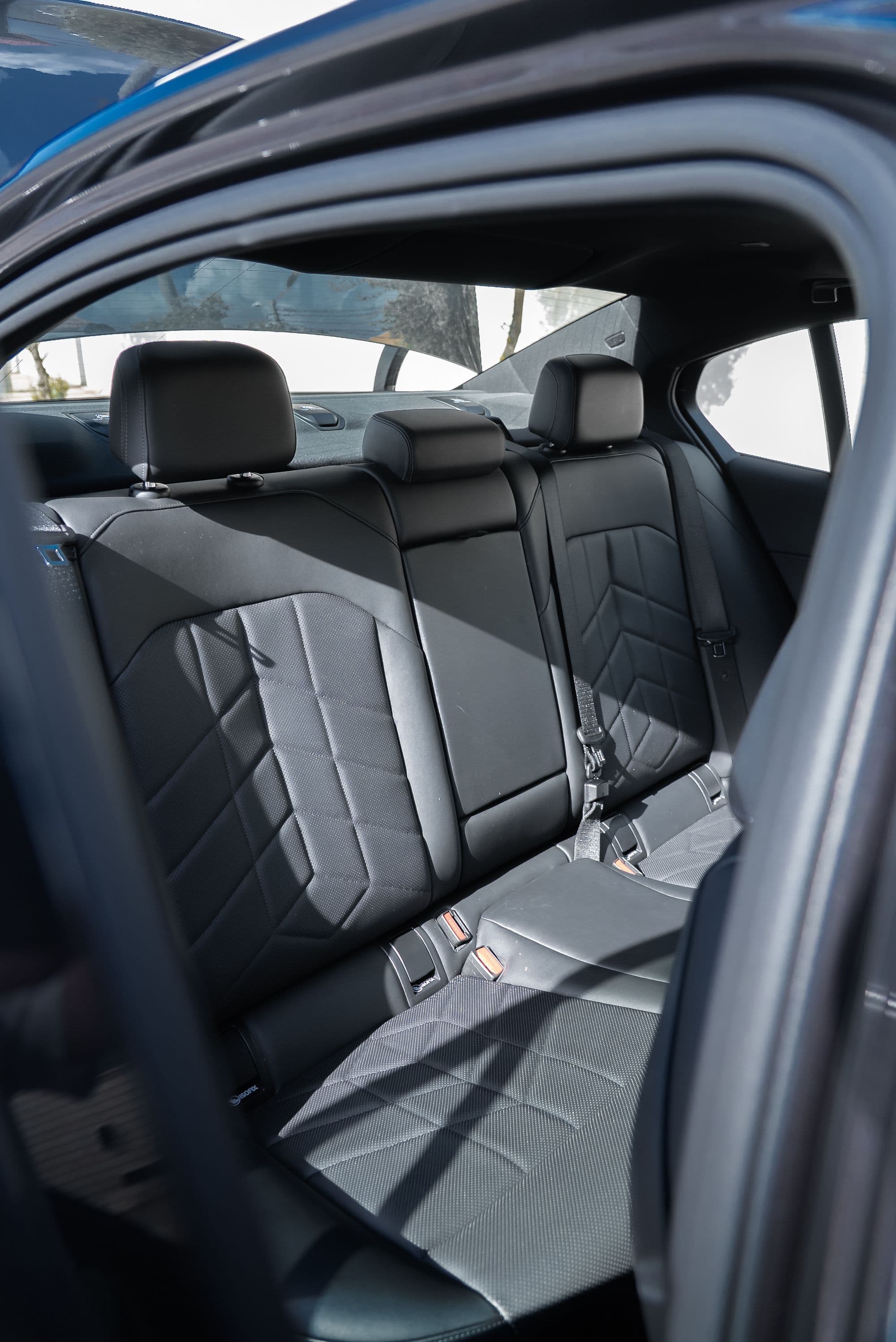 Black quilted rear bench seen from above
